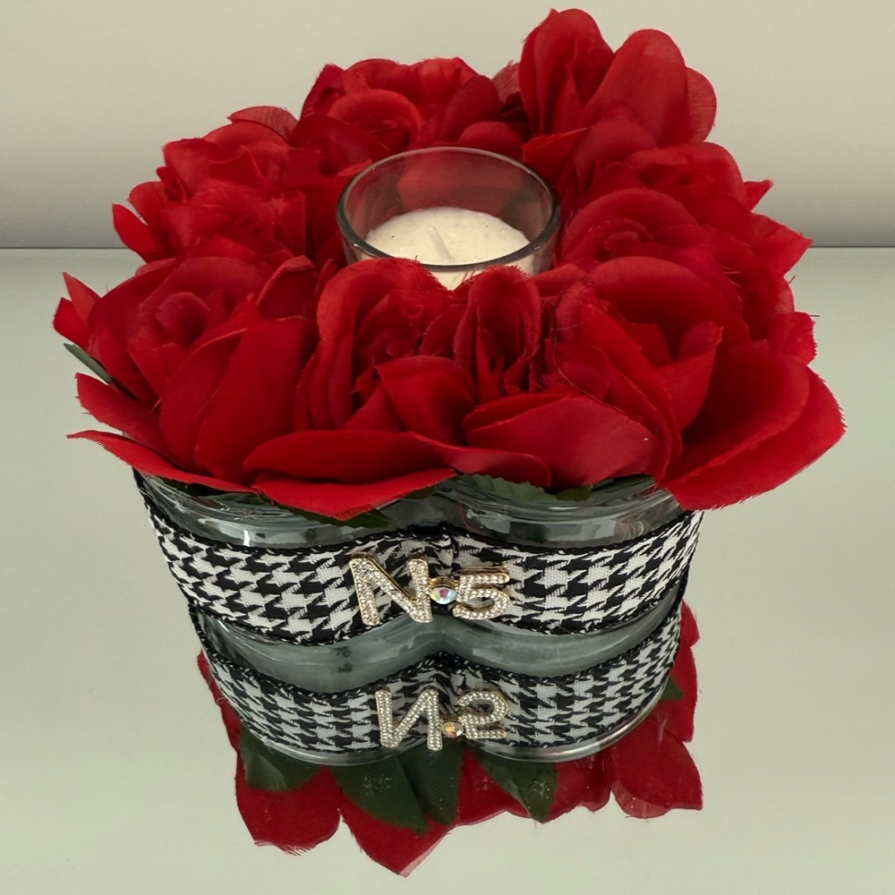 Elegant Red Rose Candle Holder